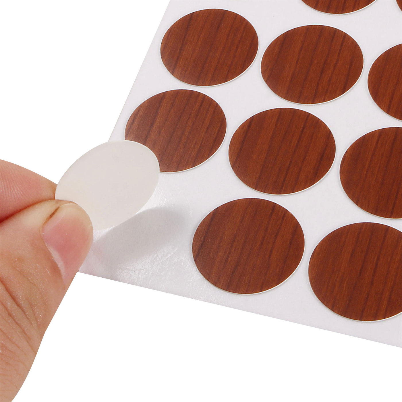 uxcell Uxcell Screw Hole Covers Stickers Textured Plastic Self Adhesive Stickers for Wood Furniture Cabinet Shelve Plate 21mm Dia 54pcs in 1Sheet  Cherry Wood