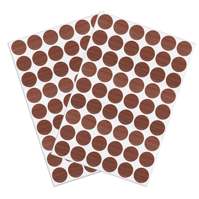 Harfington Uxcell Self-adhesive Screw Hole Stickers,2-Table Self-adhesive Screw Covers Caps Dustproof Sticker 21mm 54 in 1 Cherry Wood