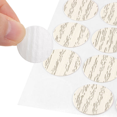 Harfington Uxcell Screw Hole Covers Stickers Textured Plastic Self Adhesive Stickers for Wood Furniture Cabinet Shelve Plate 21mm Dia 54pcs in 1Sheet Beige