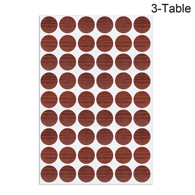 Harfington Uxcell Screw Hole Covers Stickers Textured Plastic Self Adhesive Stickers for Wood Furniture Cabinet Shelve Plate 21mm Dia 162pcs in 3Sheet Red Walnut