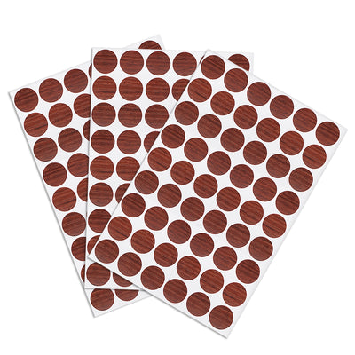 Harfington Uxcell Screw Hole Covers Stickers Textured Plastic Self Adhesive Stickers for Wood Furniture Cabinet Shelve Plate 21mm Dia 162pcs in 3Sheet Red Walnut