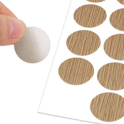 Harfington Uxcell Self-adhesive Screw Hole Stickers,1-Table Self-adhesive Screw Covers Caps Dustproof Sticker 21mm 54 in 1 Maple