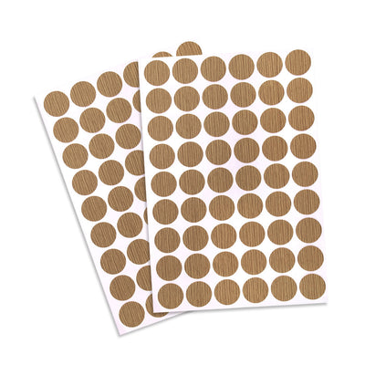 Harfington Uxcell Screw Hole Covers Stickers Textured Plastic Self Adhesive Stickers for Wood Furniture Cabinet Shelve Plate 21mm Dia 108pcs in 2Sheet Maple