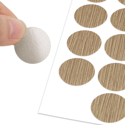 Harfington Uxcell Screw Hole Covers Stickers Textured Plastic Self Adhesive Stickers for Wood Furniture Cabinet Shelve Plate 21mm Dia 162pcs in 3Sheet Maple