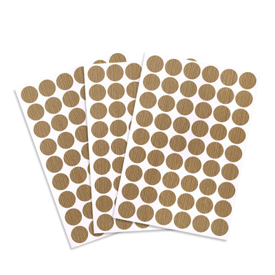 Harfington Uxcell Screw Hole Covers Stickers Textured Plastic Self Adhesive Stickers for Wood Furniture Cabinet Shelve Plate 21mm Dia 162pcs in 3Sheet Maple