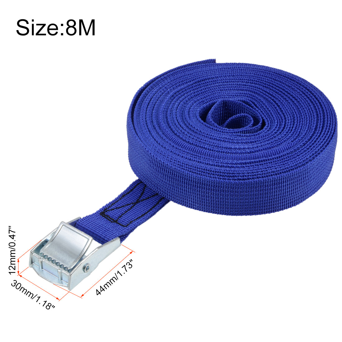 uxcell Uxcell 8M x 25mm Lashing Strap Cargo Tie Down Straps w Cam Lock Buckle 250Kg Work Load, Blue, 2Pcs