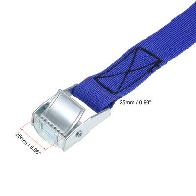 Harfington Uxcell 8M x 25mm Lashing Strap Cargo Tie Down Straps w Cam Lock Buckle 250Kg Work Load, Blue, 2Pcs