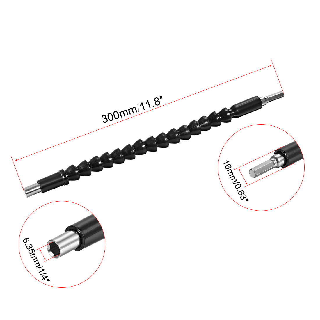 uxcell Uxcell Flexible Extension Screwdriver Bit Holder Magnetic Extention Hex Shaft Screw Drill Connection Tip ,11.8 inch Flex Shaft,1/4''-Hexagon Drill