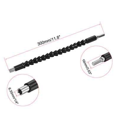 Harfington Uxcell Flexible Extension Screwdriver Bit Holder Magnetic Extention Hex Shaft Screw Drill Connection Tip ,11.8 inch Flex Shaft,1/4''-Hexagon Drill