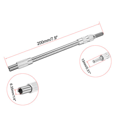 Harfington Uxcell Flexible Extension Screwdriver Bit Holder Magnetic Extention Hex Shaft Screw Drill Connection Tip ,7.9-inch Flex Shaft,1/4''-Hexagon Drill