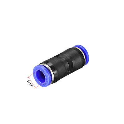 Harfington Uxcell Plastic Straight Union Push to Connect Tube Fitting 8mm or 5/16"  OD Push Fit Lock Blue