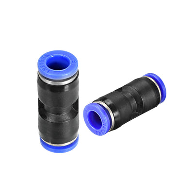 Harfington Uxcell Plastic Straight Union Push to Connect Tube Fitting 8mm or 5/16"  OD Push Fit Lock Blue