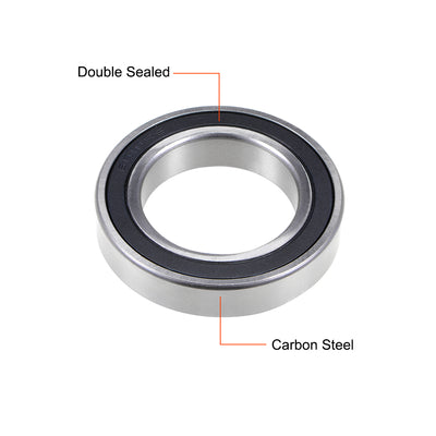 Harfington Uxcell 6010-2RS Ball Bearing 50x80x16mm Double Sealed Carbon Steel Bearings