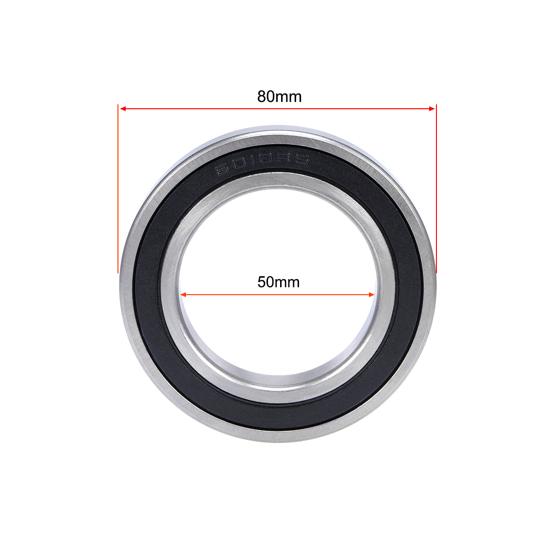 uxcell Uxcell 6010-2RS Ball Bearing 50x80x16mm Double Sealed Carbon Steel Bearings