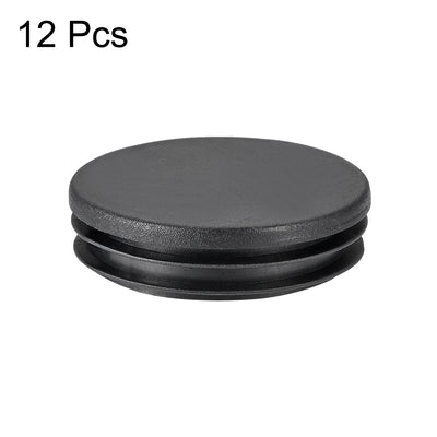 Harfington Uxcell 12Pcs 60mm Dia Plastic Tubing Plug Round Post End Caps for Handrail Stair Newel Guardrail Tube Black