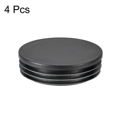 Harfington Uxcell 4pcs 90mm Dia Plastic Tubing Plug Round Post End Caps for Handrail Stair Newel Guardrail Tube Black