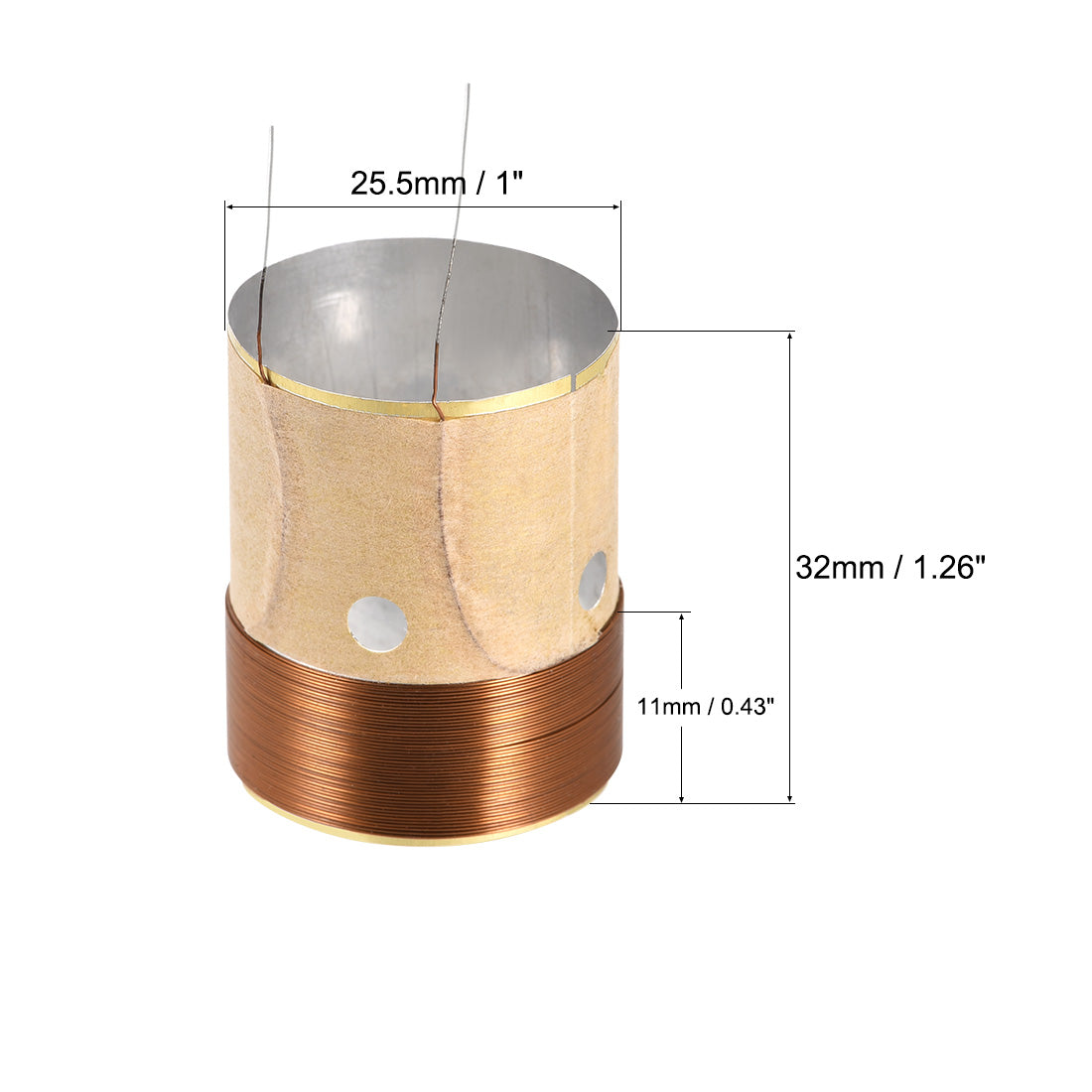 uxcell Uxcell 2pcs 25.5mm 1" Woofer Voice Coil Dual Layers Round Copper Wire Bass Speaker Audio Repair Parts