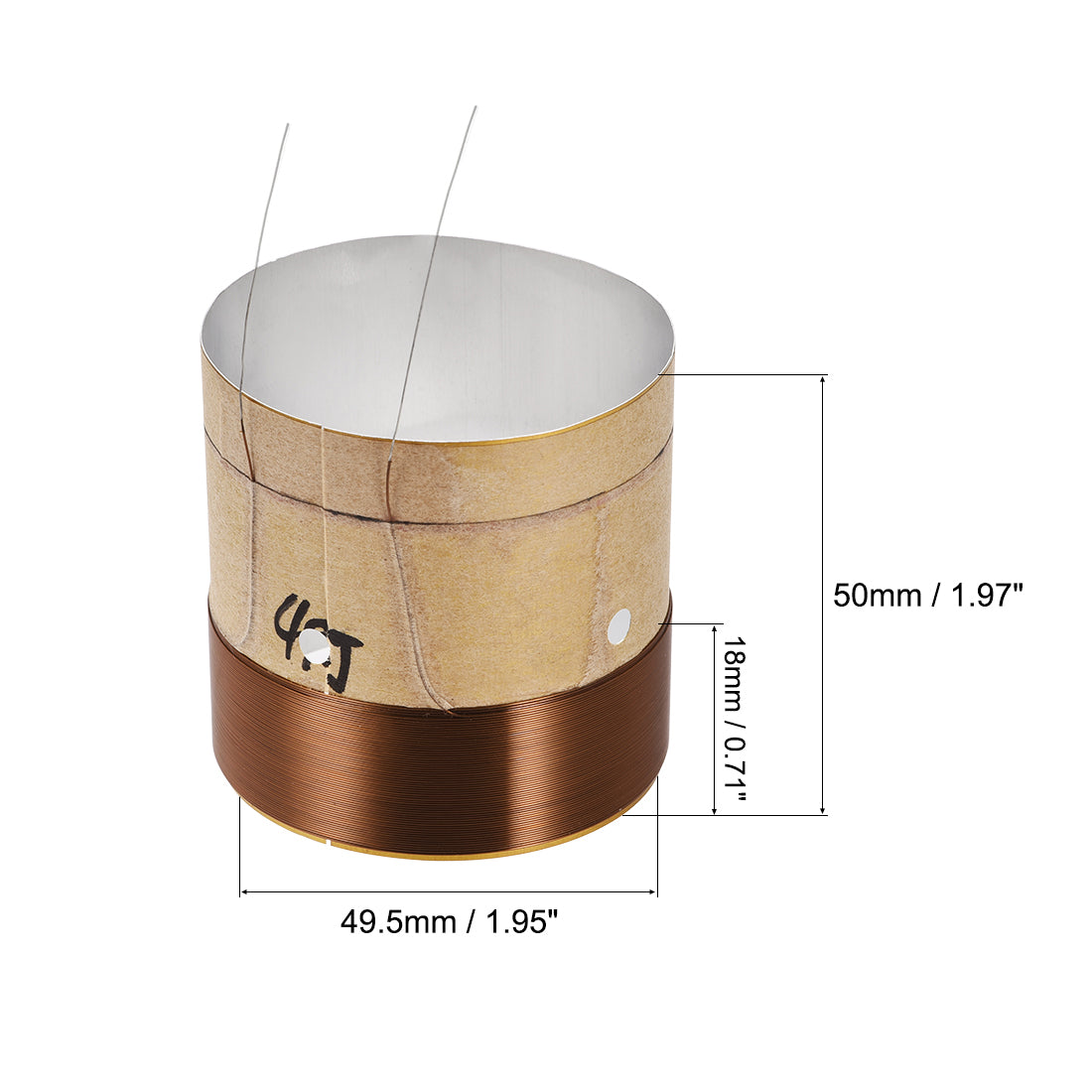 uxcell Uxcell 49.5mm 2" Woofer Voice Coil 2 Layers Round Copper Wire for Bass Speaker Audio Repair