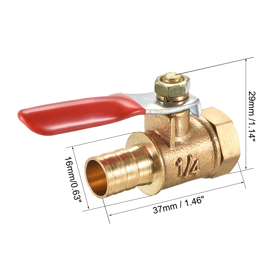 Uxcell Uxcell Brass Air Ball Valve Shut Off Switch G1/4 Female to 1/4" Hose Barb