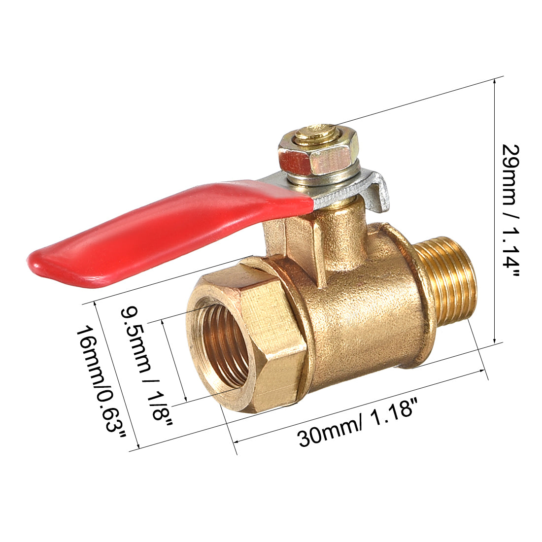 Uxcell Uxcell Brass Air Ball Valve Shut Off Switch G1/2 Male to Female Pipe Coupler 2Pcs