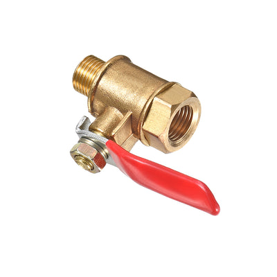 Harfington Uxcell Brass Air Ball Valve Shut Off Switch G1/2 Male to Female Pipe Coupler 2Pcs