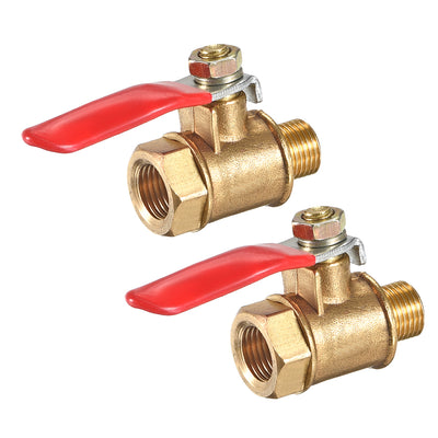 Harfington Uxcell Brass Air Ball Valve Shut Off Switch G1/2 Male to Female Pipe Coupler 2Pcs