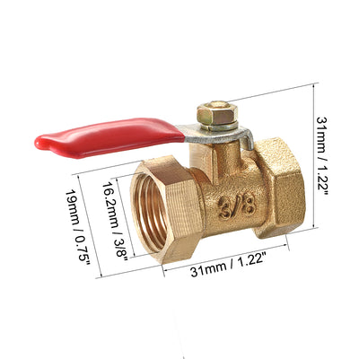 Harfington Uxcell Brass Air Ball Valve Shut Off Switch G3/8 Female to Female Pipe Coupler 4Pcs