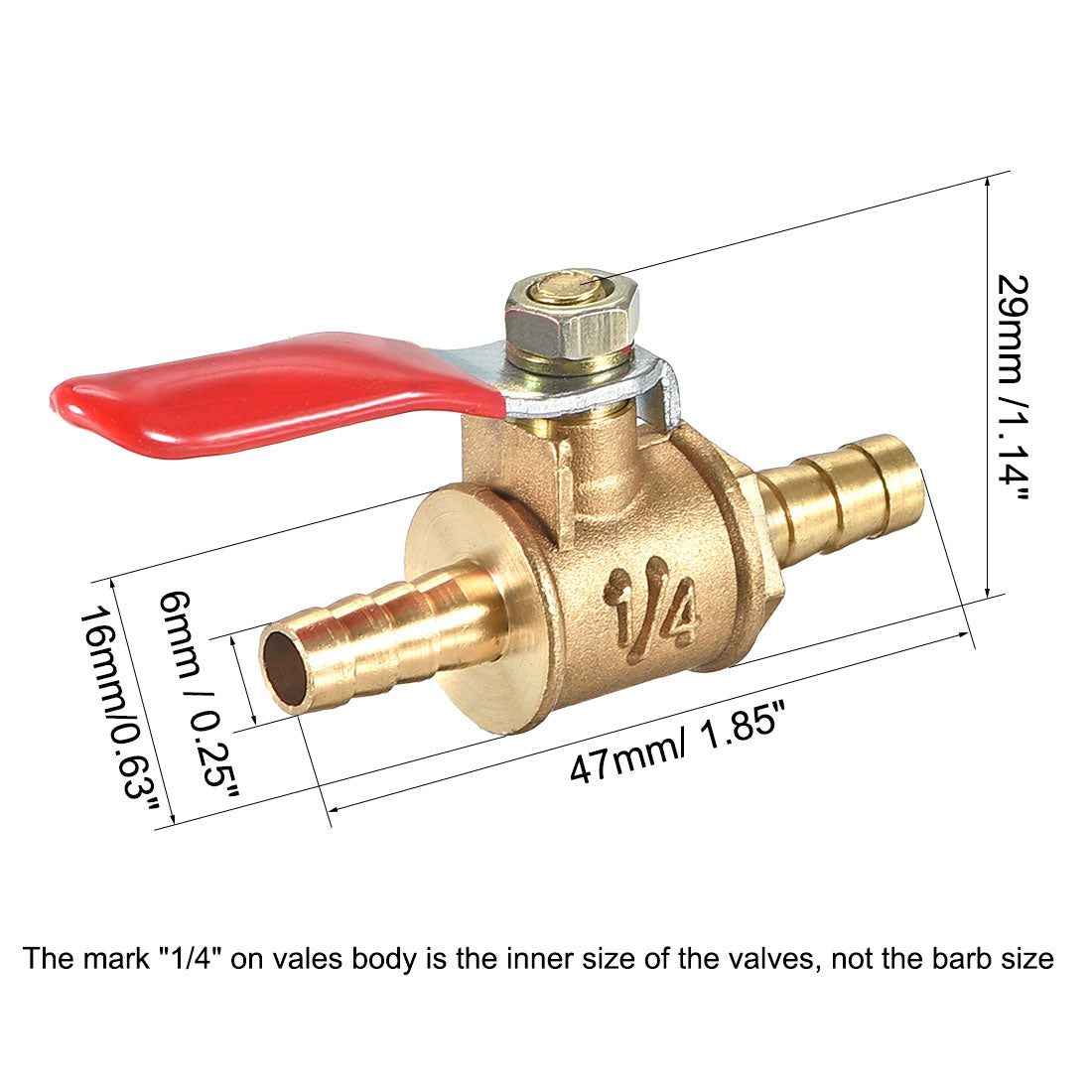 Uxcell Uxcell Brass Air Ball Valve Shut Off Switch 8mm Hose Barb to 8mm Hose Barb 4Pcs