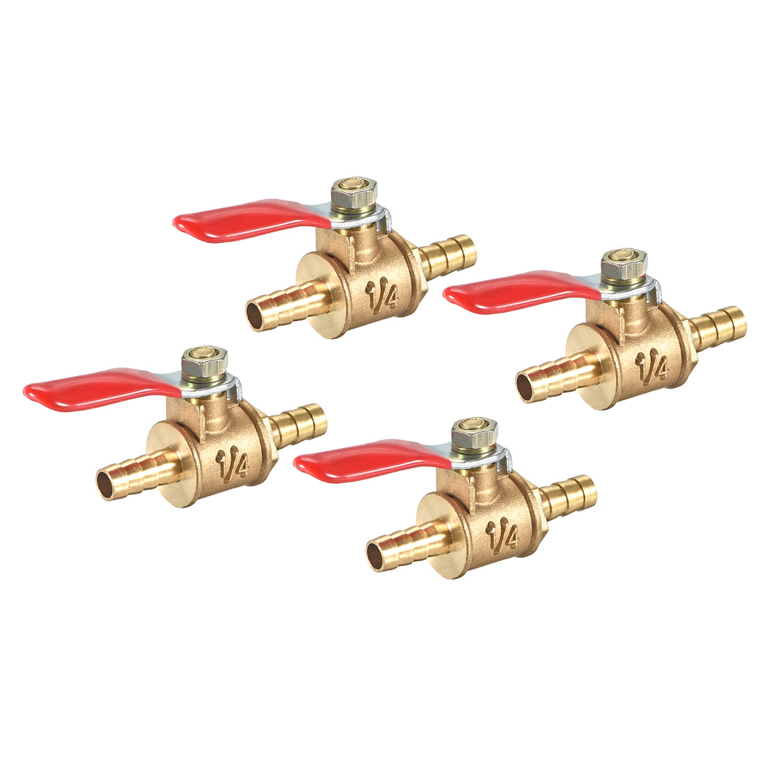 Uxcell Uxcell Brass Air Ball Valve Shut Off Switch 8mm Hose Barb to 8mm Hose Barb 4Pcs