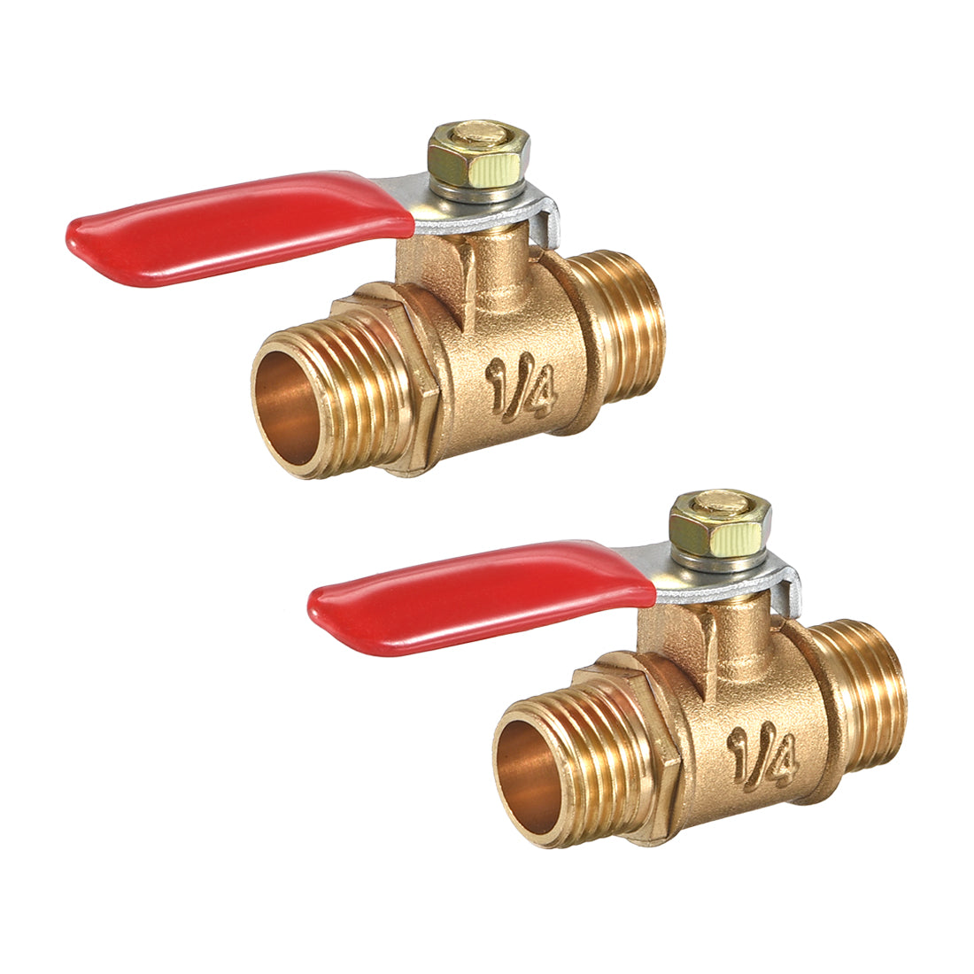 Uxcell Uxcell Brass Air Ball Valve Shut Off Switch G1/2 Male to Male Pipe Coupler 2Pcs