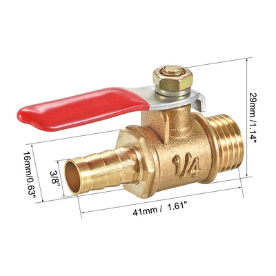 Harfington Uxcell Brass Air Ball Valve Shut Off Switch G1/2 Male to 5/16" Hose Barb 4Pcs