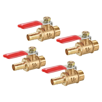 Harfington Uxcell Brass Air Ball Valve Shut Off Switch G1/2 Male to 5/16" Hose Barb 4Pcs