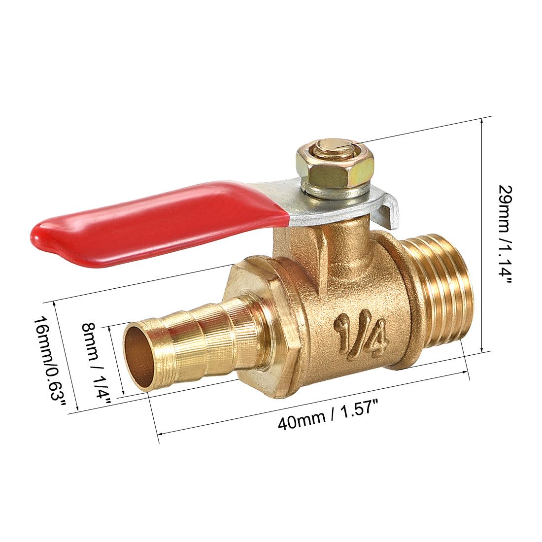 Uxcell Uxcell Brass Air Ball Valve Shut Off Switch G1/4 Male to 3/8" Hose Barb