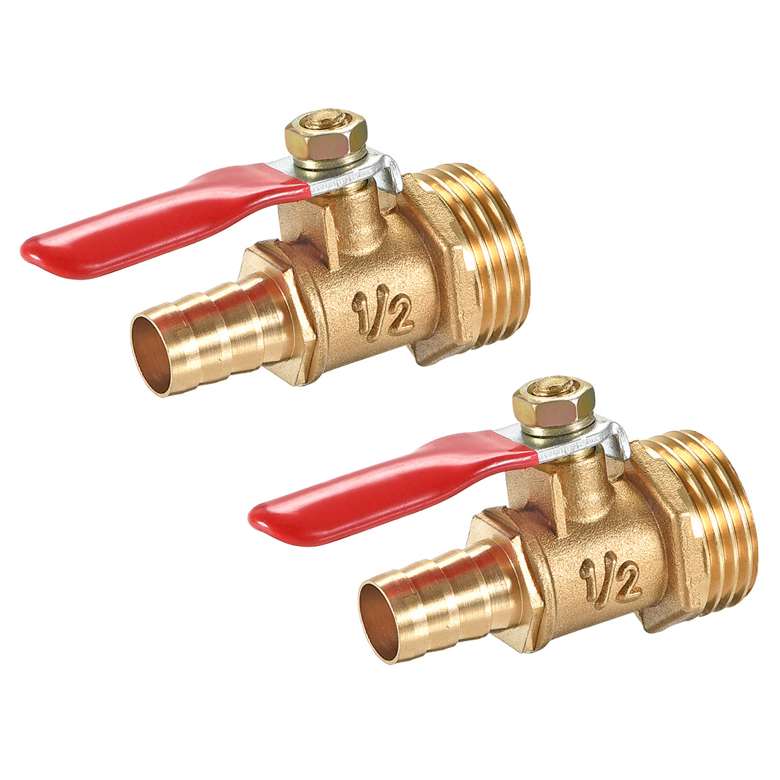 Uxcell Uxcell Brass Air Ball Valve Shut Off Switch G1/2 Male to 5/16" Hose Barb 2Pcs