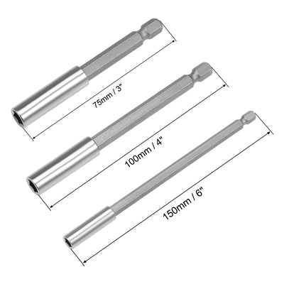 Harfington Uxcell 2 Sets 1/4 Inch Hex Shank by Magnetic Bit Holder Extension, Quick Release Screwdriver Drill Bit Power Tool (60/100/150mm)