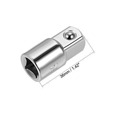 Harfington Uxcell 2 Pcs 3/8" Drive (F) x 1/2" (M) Socket Adapter, Female to Male, Cr-V (Silver)