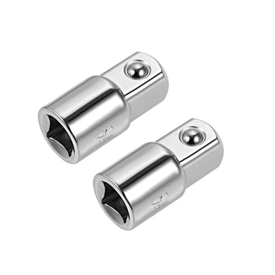 Harfington Uxcell 2 Pcs 3/8" Drive (F) x 1/2" (M) Socket Adapter, Female to Male, Cr-V (Silver)