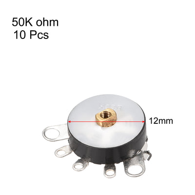 Harfington Uxcell Wheel  Potentiometer With Switch B50K Ohm Variable Resistors Single Turn Rotary Carbon Film Taper RV12MM 10pcs