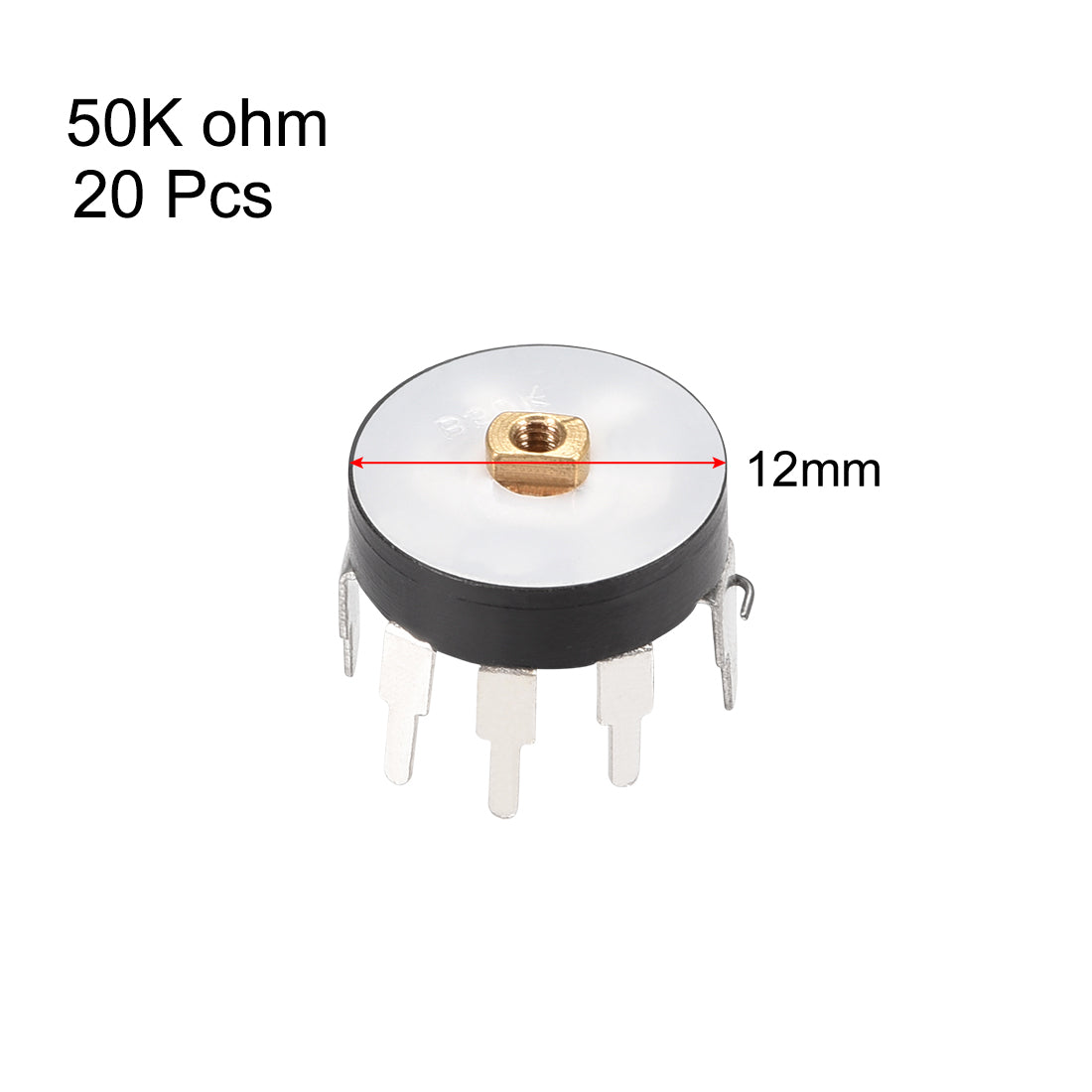 uxcell Uxcell 20 Stück Rad für Duplex Potentiometer mit Schalter 50k Ohm Varistor Single Kreis