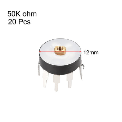 Harfington Uxcell 20 Stück Rad für Duplex Potentiometer mit Schalter 50k Ohm Varistor Single Kreis