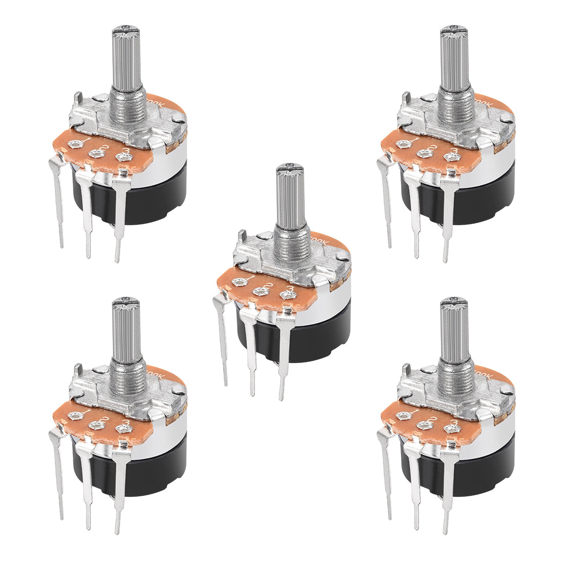 uxcell Uxcell 5 Stück WH138 500K Ohm Variable Widerstände Single Turn Rotary Carbon Film Potentiometer