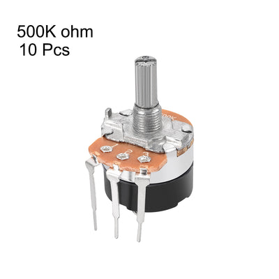 Harfington Uxcell WH138 Potentiometer with Switch B500K Ohm Variable Resistors Single Turn Rotary Carbon Film Taper 10pcs