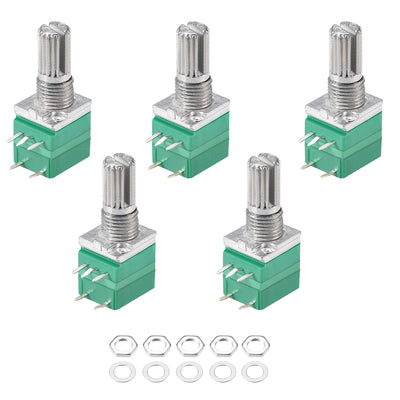 Harfington Uxcell RV097NS Potentiometer  B100K Ohm Variable Resistors Single Turn Rotary Carbon Film Taper 5pcs