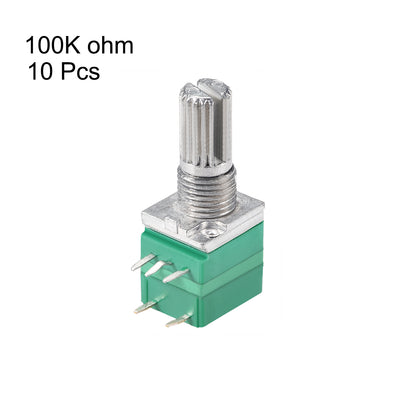 Harfington Uxcell Potentiometer With Switch  B100K Ohm Variable Resistors Single Turn Rotary Carbon Film Taper RV097NS  10pcs