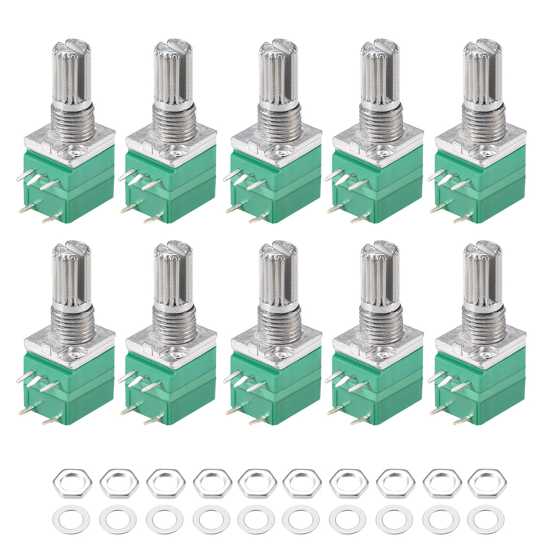 uxcell Uxcell Potentiometer With Switch  B100K Ohm Variable Resistors Single Turn Rotary Carbon Film Taper RV097NS  10pcs