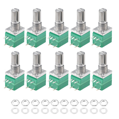 Harfington Uxcell Potentiometer With Switch  B100K Ohm Variable Resistors Single Turn Rotary Carbon Film Taper RV097NS  10pcs