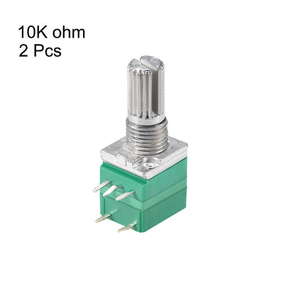 Harfington Uxcell Potentiometer With Switch  B10K Ohm Variable Resistors Single Turn Rotary Carbon Film Taper RV097NS  2pcs