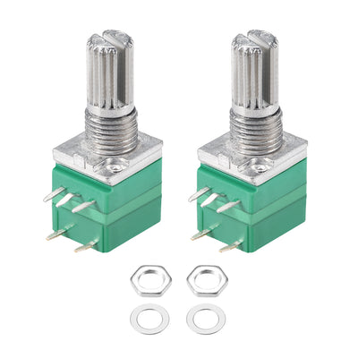 Harfington Uxcell Potentiometer With Switch  B10K Ohm Variable Resistors Single Turn Rotary Carbon Film Taper RV097NS  2pcs