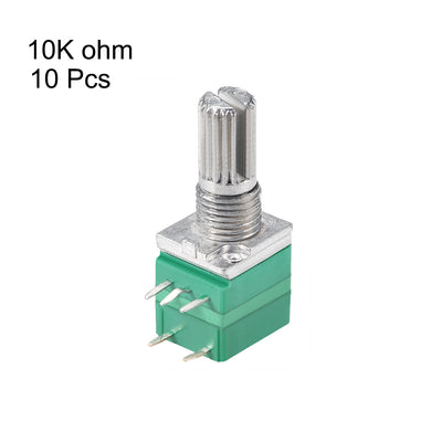 Harfington Uxcell Potentiometer With Switch  B10K Ohm Variable Resistors Single Turn Rotary Carbon Film Taper RV097NS  10pcs