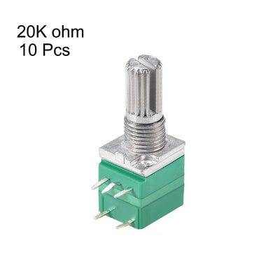 Harfington Uxcell Potentiometer With Switch  B20K Ohm Variable Resistors Single Turn Rotary Carbon Film Taper RV097NS 10pcs